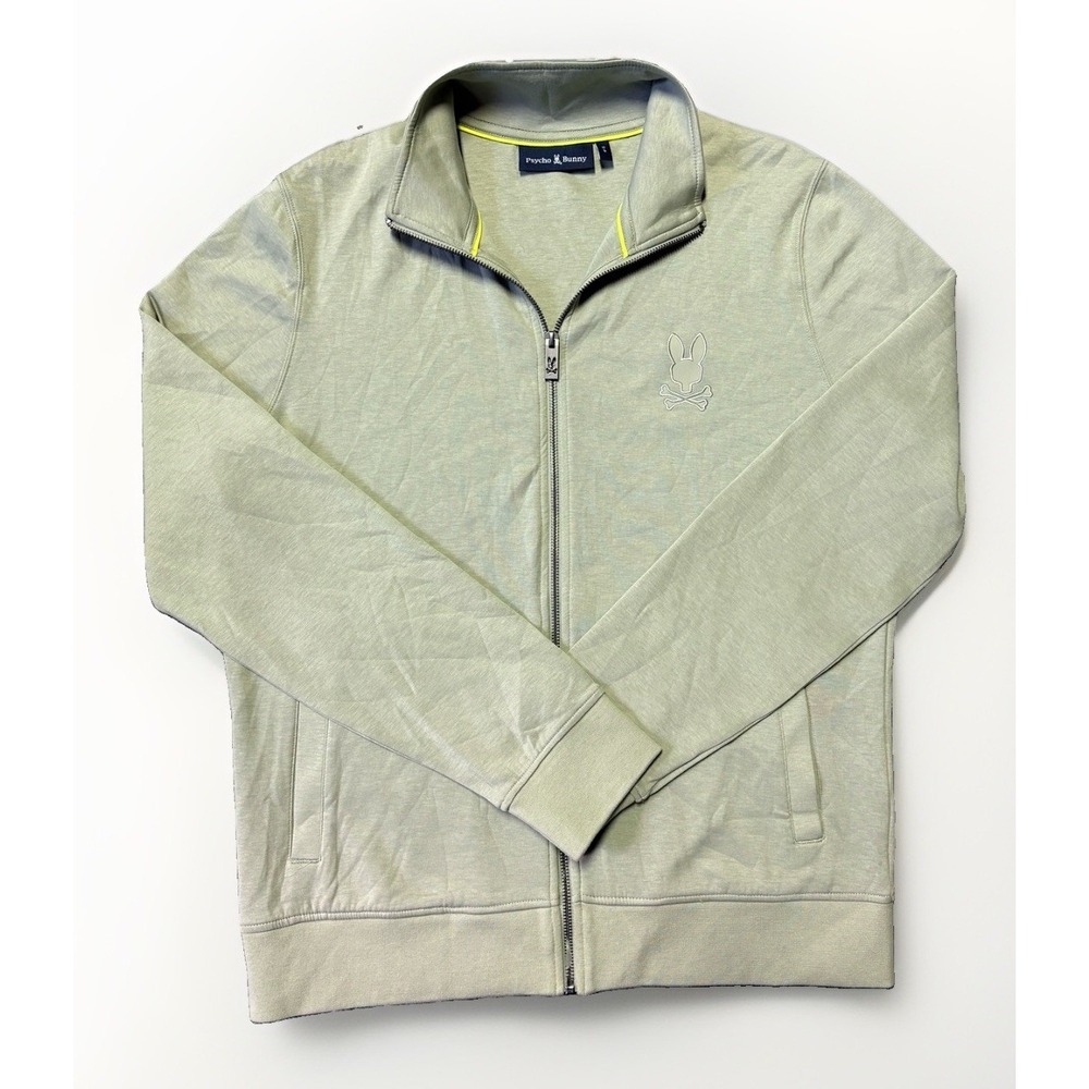Psycho Bunny Lyons High Collar Full Zip Track Jacket Sage Green Men's Sm